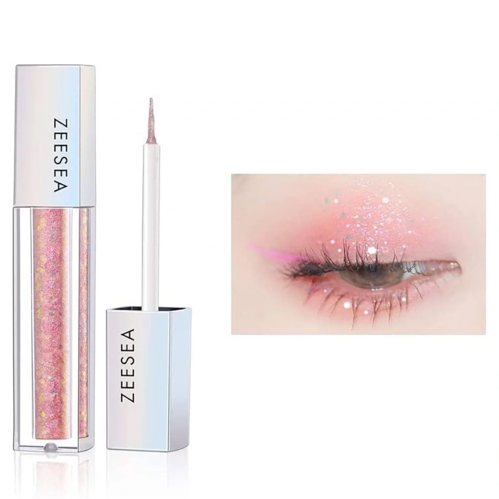 zeesea Glitter Galaxy Liquid Eyeshadow Dazzling Shimmer 12 Peachy Soda Pink NEW